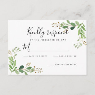 Semilla de verano hojas de acuarela Boda RSVP
