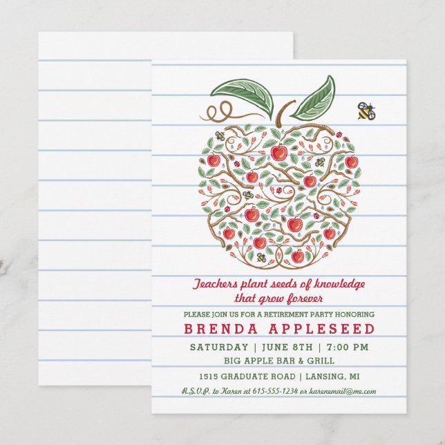 Semillas de la tarjeta de retiro Apple del profeso (Anverso / Reverso)