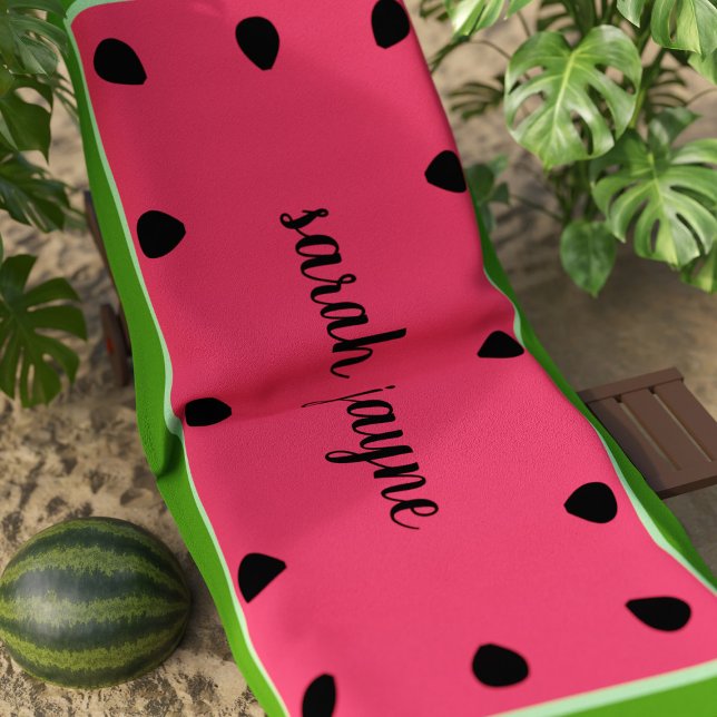 Semillas de sandía rosada cúrcuma toalla de playa  (Perfect beach towel for the watermelon lover in your life. Just add their name)