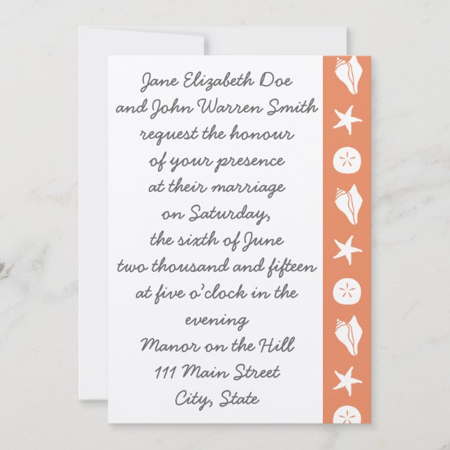 Semillas de verano en la invitación a la boda de c (Anverso)