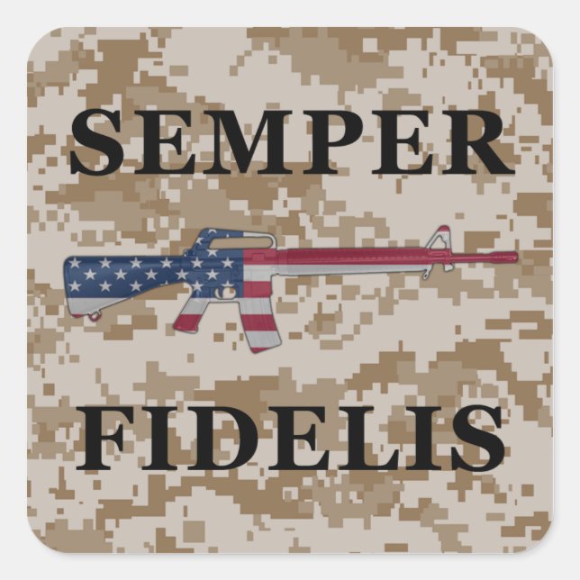 Semper Fidelis M16 Pegatina Tan (Anverso)