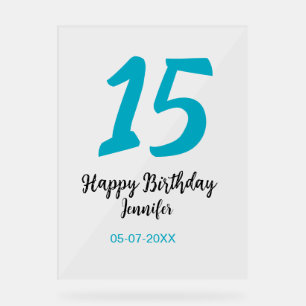 Señal Acrílica 15 años quiencenera añadir fecha año azul templ