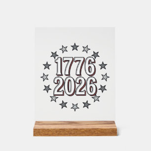 Señal Acrílica 1776 2026 Estrellas Patrióticas Diseño Vectorial V
