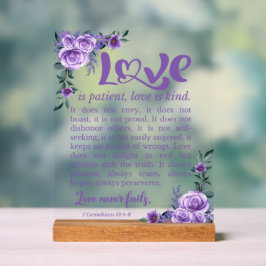 Señal Acrílica 1 Corintios 13:4-8 El amor es la flor púrpura del 