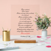 1 Corintios 13:4-8 (NIV) Rótulo acrílico