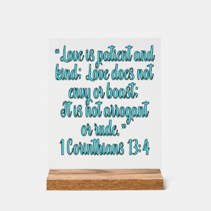 Señal Acrílica 1 Corintios 13:4 El Amor Es Paciente Y Amable