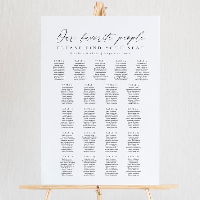 Señal Acrílica 21 Tables Favorite People Acrylic Seating Chart (Subido por el creador)