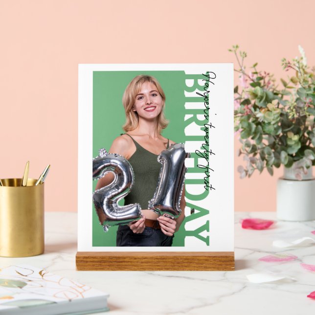 Señal Acrílica 21st Birthday Photo college Party  (Boda)