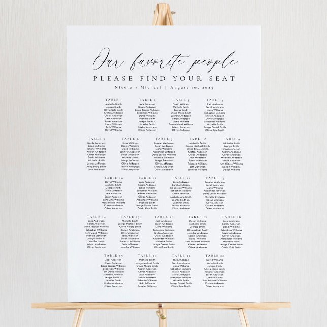 Señal Acrílica 22 Tables Favorite People Acrylic Seating Chart (Subido por el creador)