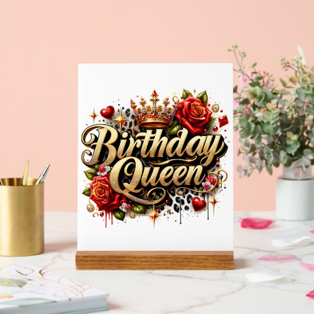 Señal Acrílica #2Reina de Cumpleaños (Boda)