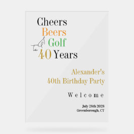 Señal Acrílica 40.ª Bienvenida a la fiesta de cumpleaños de los g