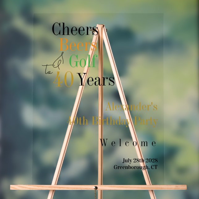 Señal Acrílica 40.ª Bienvenida a la fiesta de cumpleaños de los g (Neutral )