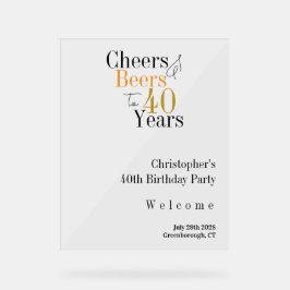 Señal Acrílica 40.º Fiesta de cumpleaños Saluda Cervezas Menor Bi