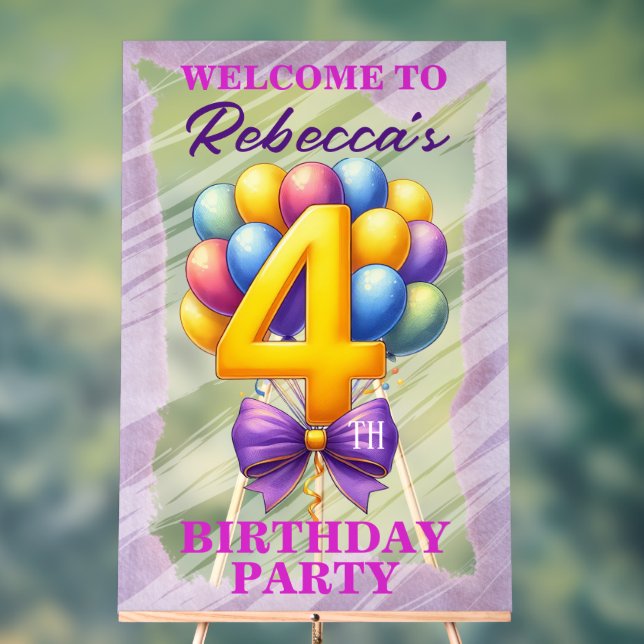 Señal Acrílica 4.º tema del globo de cumpleaños (Neutral )