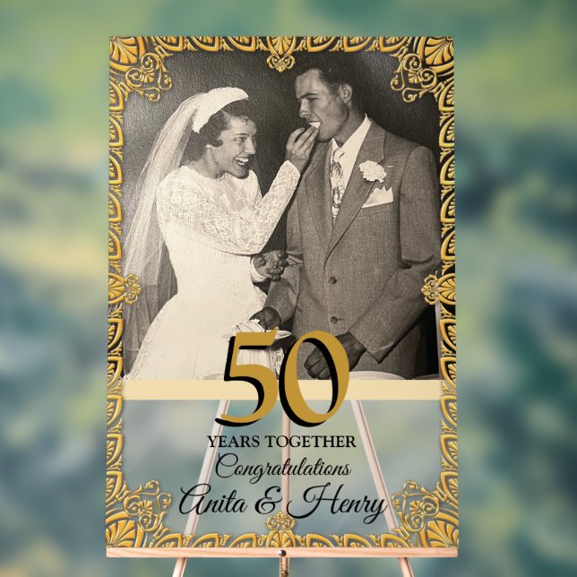 Señal Acrílica 50° aniversario Boda o cualquier año (Neutral )