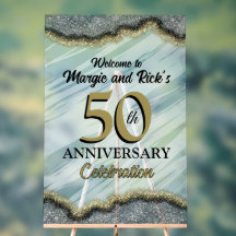 50° aniversario Faux Purpurina Cartel de bienvenid