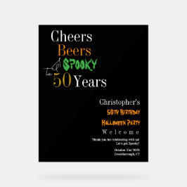 Señal Acrílica 50th Birthday Halloween Spooky Party Welcome