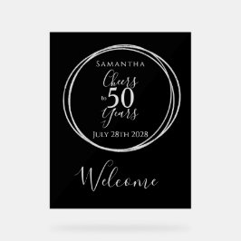 Señal Acrílica 50th Birthday Welcome Cheers 50 Years Party Black