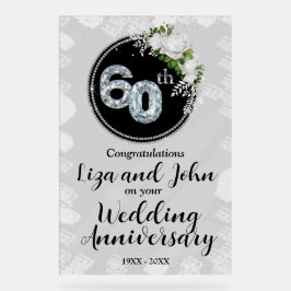 Señal Acrílica 60.º Aniversario del Boda del Diamante