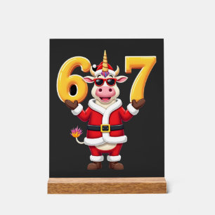 Señal Acrílica 67 Unicornio de Navidad 6 7 Meme para Niñas Niños