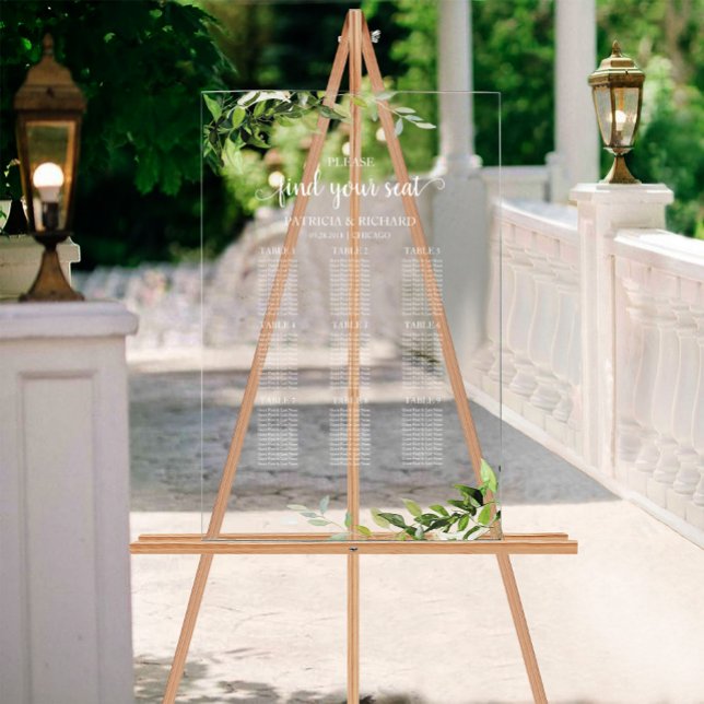 Señal Acrílica 9 Tablas Planes de asiento de Boda de Verdor (Subido por el creador)