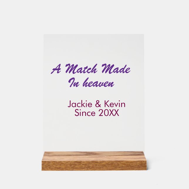 Señal Acrílica A match made in heaven purple mauve since year nam (Anverso)