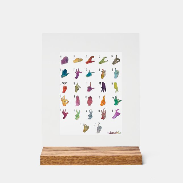 SEÑAL ACRÍLICA ABECEDARIO LENGUA DE SIGNOS (Anverso)