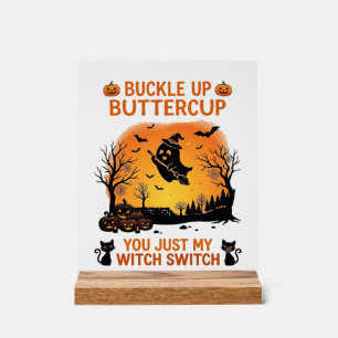 Señal Acrílica Abróchense Buttercup Halloween Fantasma Bruja Somb