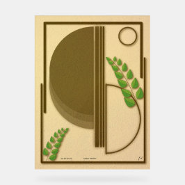 Señal Acrílica Abstracto Boho Geométrico Arco & Hojas Beige Textu
