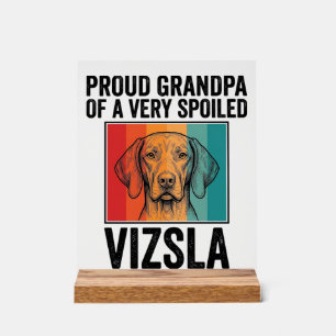 Señal Acrílica Abuelo Orgulloso Vizsla Diseño Vintage Amante Perr