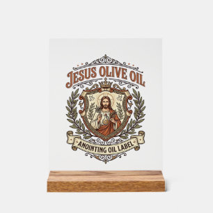 Señal Acrílica Aceite de Oliva Jesús Aceite de Unción Etiqueta Je