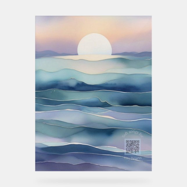 Señal Acrílica Acrylic Nursery Sign | Indigo Ocean Moon (Anverso)