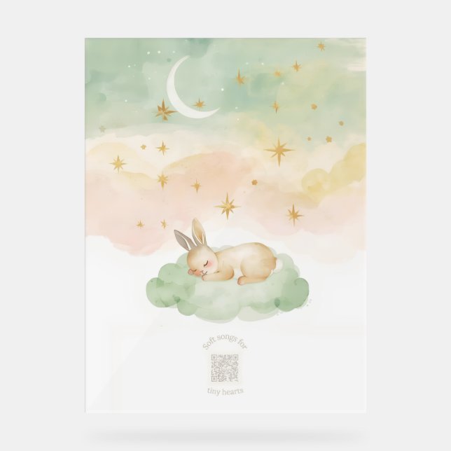 Señal Acrílica Acrylic Nursery Sign | Sleeping Bunny Watercolor (Anverso)
