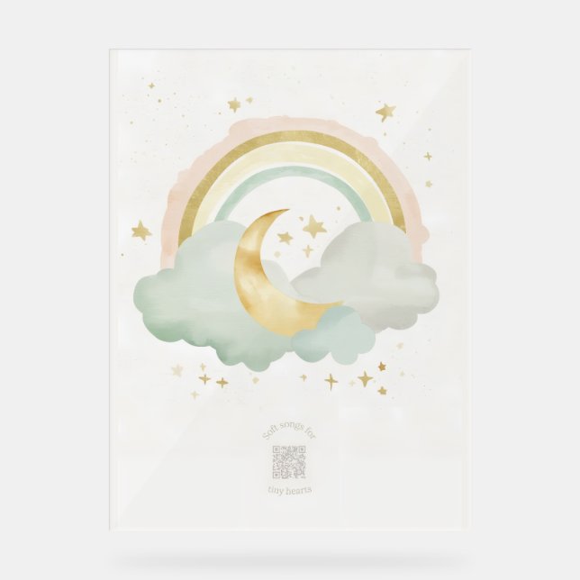 Señal Acrílica Acrylic Nursery Sign | Sleeping Moon & Pastels (Anverso)