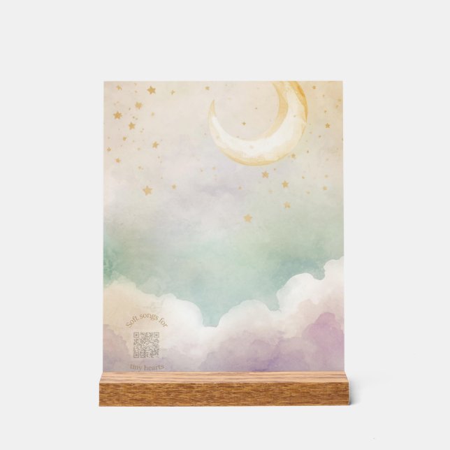 Señal Acrílica Acrylic Nursery Sign | Watercolor Crescent Moon (Anverso)