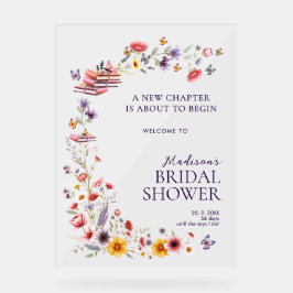 Señal Acrílica Acrylic Poppy & Lavender Bridal Shower Welcome