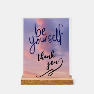 Señal Acrílica Acrylic Sign  be self  thank you  self love