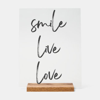 Señal Acrílica Acrylschild Smile, Live, Laugh – Stilvolle Inspira
