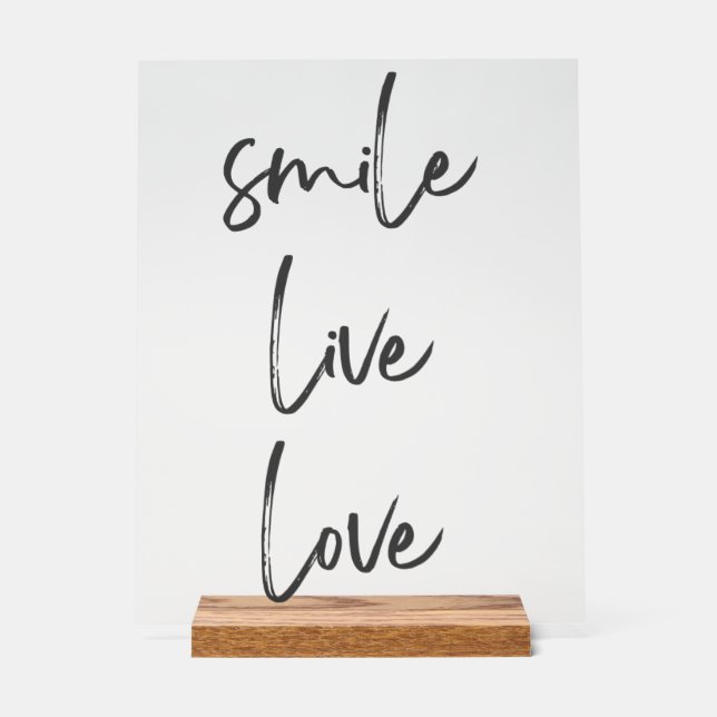 Señal Acrílica Acrylschild Smile, Live, Laugh – Stilvolle Inspira (Anverso)