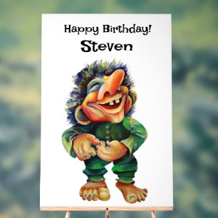 Señal Acrílica Acuarela de Ilustracion de Troll divertida en Esca