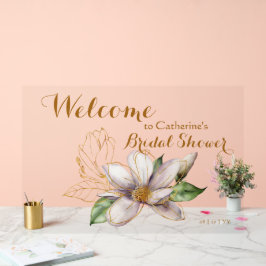 Señal Acrílica Acuarela Magnolia Morada Floral Brigada Ducha