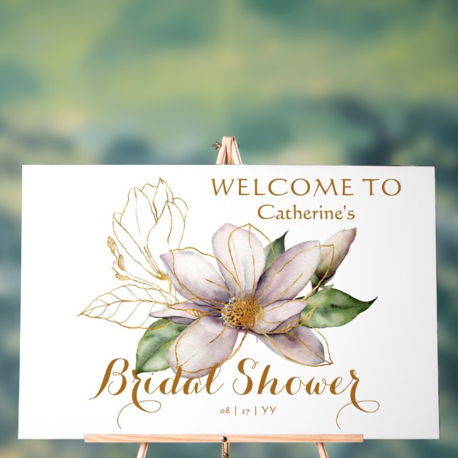 Señal Acrílica Acuarela Magnolia Morada Floral Brigada Ducha (Neutral )