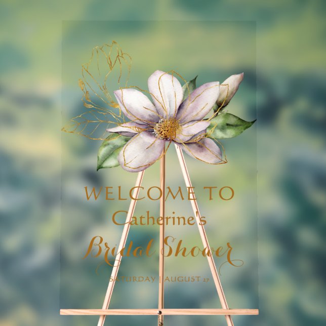 Señal Acrílica Acuarela Magnolia Morada Floral Brigada Ducha (Neutral )