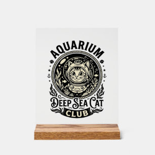 Señal Acrílica Acuario Gato de Mar Profundo Gráfico Divertido - A