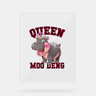 Señal Acrílica Adorable REINA MOO DENG Mamá Bebé Hippo Princesa C