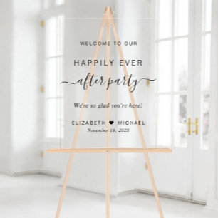 Señal Acrílica Afortunadamente Después De La Recepción De La Boda