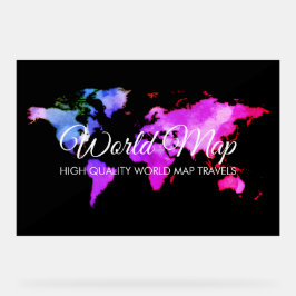 Señal Acrílica Agente de Viajes de Mapa Mundial Elegante