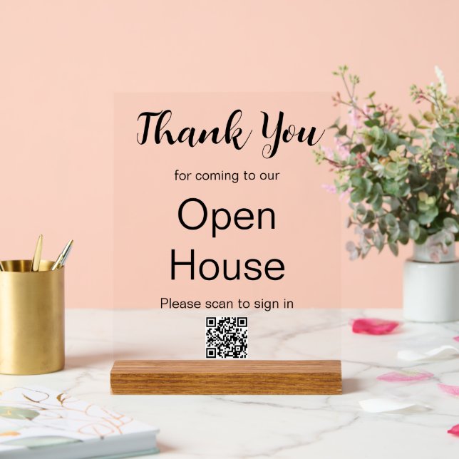 Señal Acrílica Agente inmobiliario Open House Rótulo de código QR (Boda)