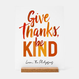 Señal Acrílica Agradecido Guión De Bendición Dar Gracias A Caer C