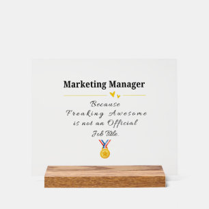 Señal Acrílica Agradecimiento divertido para gerente de marketing